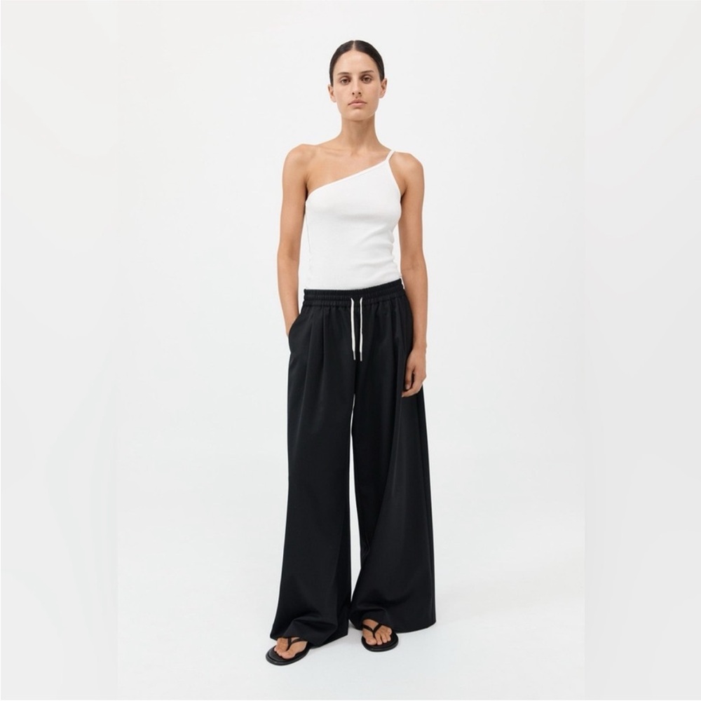 St. Agni Wool Drawstring Black Wide-Leg Pants -  Medium Like New